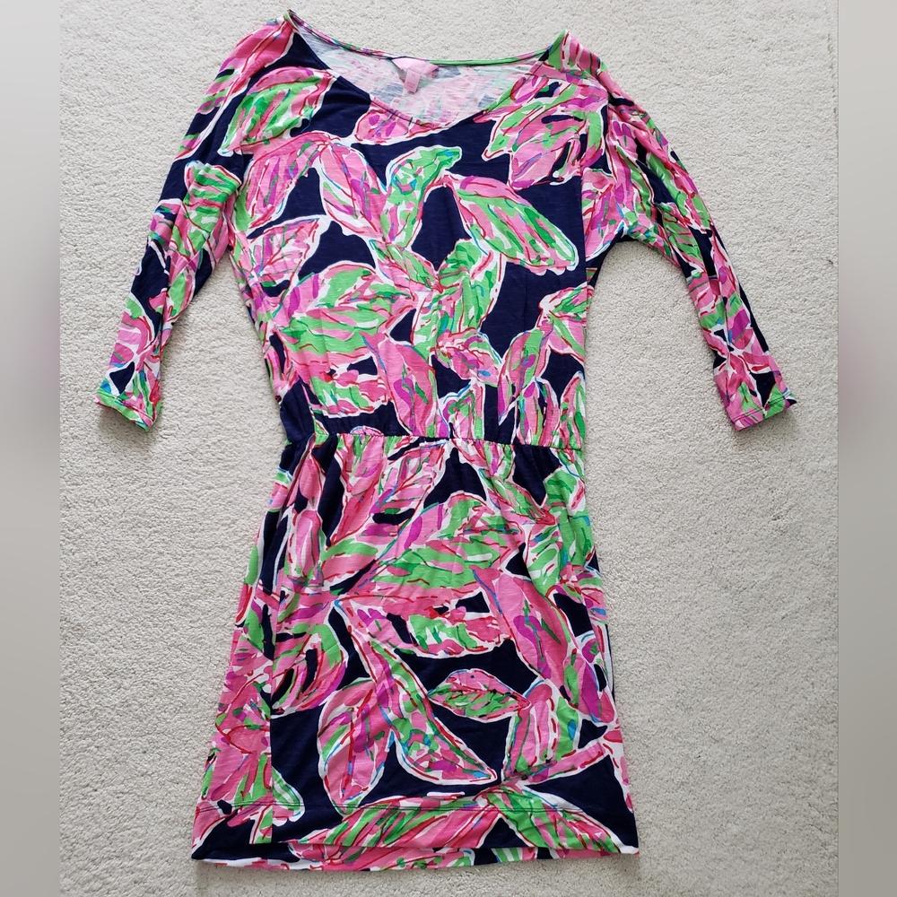 Lilly Pulitzer Cara in the Vias Floral Printed Dolman Sleeve Blouson Dress szXS
